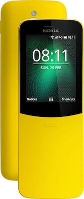 Nokia 8110 4G Две SIM карти (0.5ГБ/4ГБ) Мобилен телефон с Бутони Жълт