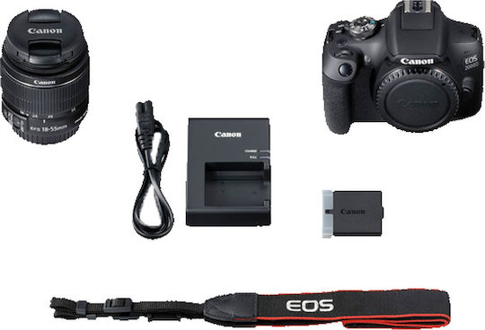 Canon DSLR Camera EOS 2000D Crop Frame Kit (EF-S 18-55mm F3.5-5.6 IS II) Black