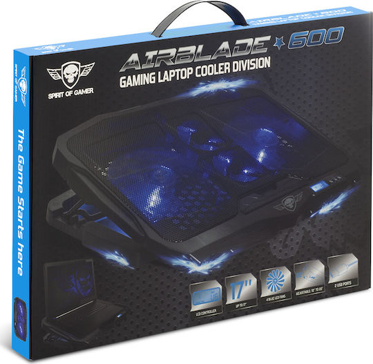 Spirit of Gamer Air Blade 600 Cooling Pad για Laptop έως 17.3" με 4 Ανεμιστήρες και Φωτισμό Μπλε