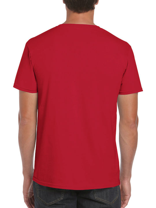 Gildan Softstyle 64000 Ανδρικό Διαφημιστικό T-shirt Κοντομάνικο Cherry Red