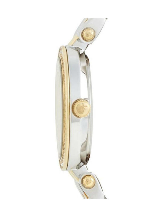 Michael Kors Mini Darci Γυναικείο Ρολόι 28mm Μπαταρίας με Μεταλλικό Μπρασελέ Ασημί/Χρυσό
