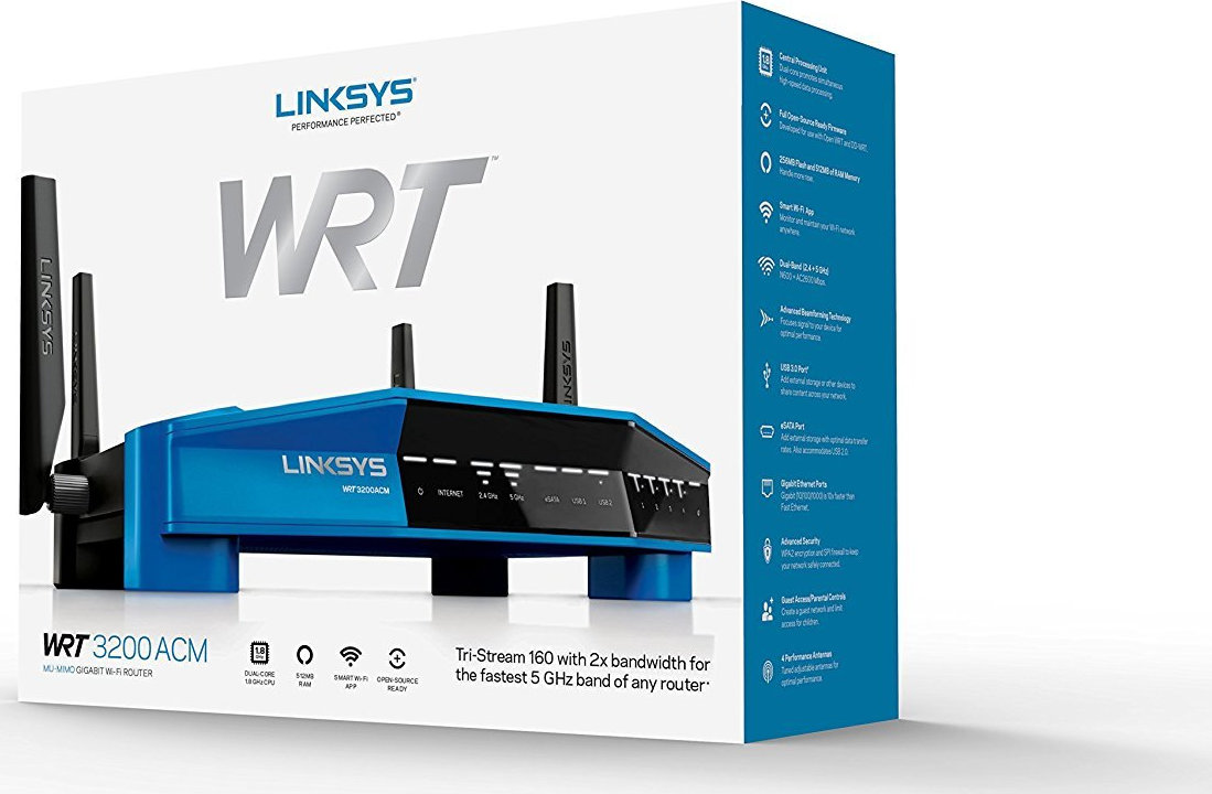 LinkSys WRT3200ACM Wireless Router Wi-Fi 5 cu 4 Porturi Gigabit LinkSys WRT3200ACM Wireless Router Wi-Fi 5 cu 4 Porturi Gigabit