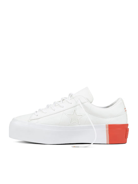 Converse One Star Tri-Block Femei Flatforms Sneakers Albe