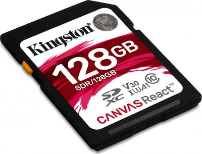 Kingston Canvas React SDXC 128GB Class 10 U3 V30 A1 UHS-I