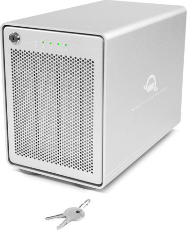 OWC Mercury Elite Pro Quad RAID Hard Drive Case for 4 Hard Drives 2.5" / 3.5" SATA III with connection USB 3.1 in Silber color