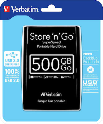 Verbatim Store 'n' Go USB 3.0 External 2.5" HDD 500GB Black