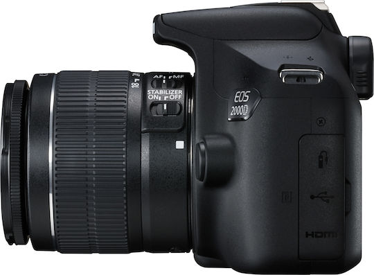 Canon DSLR Camera EOS 2000D Crop Frame Kit (EF-S 18-55mm F3.5-5.6 IS II) Black