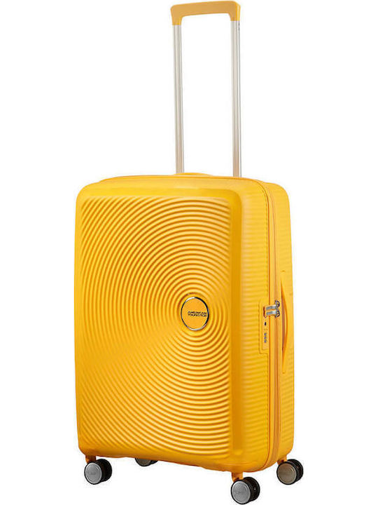 American Tourister Soundbox Spinner 4 Medium Hard Yellow Suitcase With 4 Wheels Height 67cm