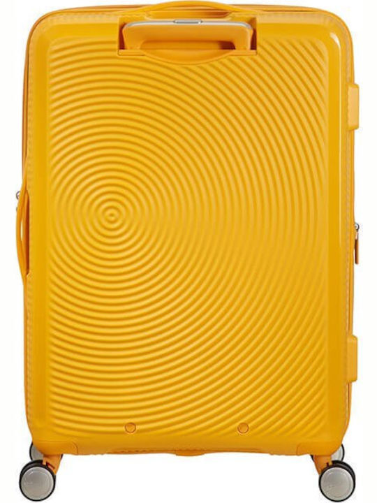 American Tourister Soundbox Spinner 4 Medium Hard Yellow Suitcase With 4 Wheels Height 67cm
