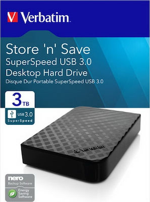 Verbatim Store 'n' Save USB 3.0 External 3.5" HDD 3TB Black