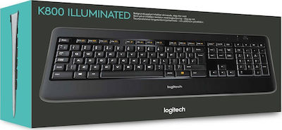 Logitech Wireless Illuminated Keyboard K800 Πληκτρολόγιο Αγγλικό UK