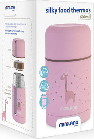 Miniland Βρεφικό Θερμός Φαγητού Silky Ανοξείδωτο Pink 600ml