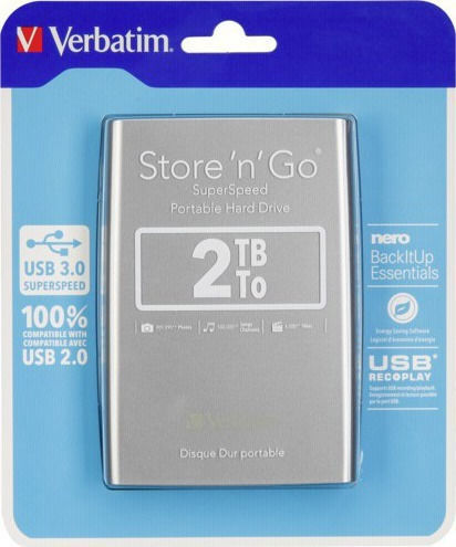 Verbatim Store 'n' Go USB 3.0 External 2.5" HDD 2TB Silver