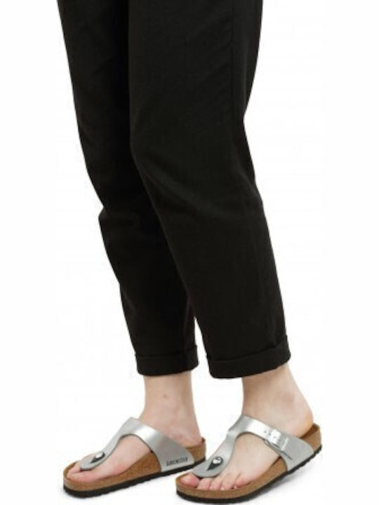 Gizeh Birko-Flor Women's Flat Sandals Anatomic in Silver Color Regular Fit