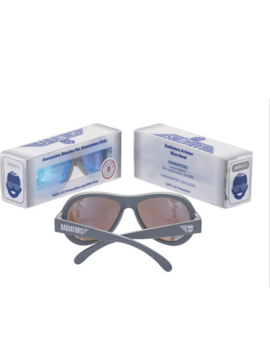 Babiators Steel Aviator Unbreakable Baby Sunglasses with Polarized Mirror Lenses Blue