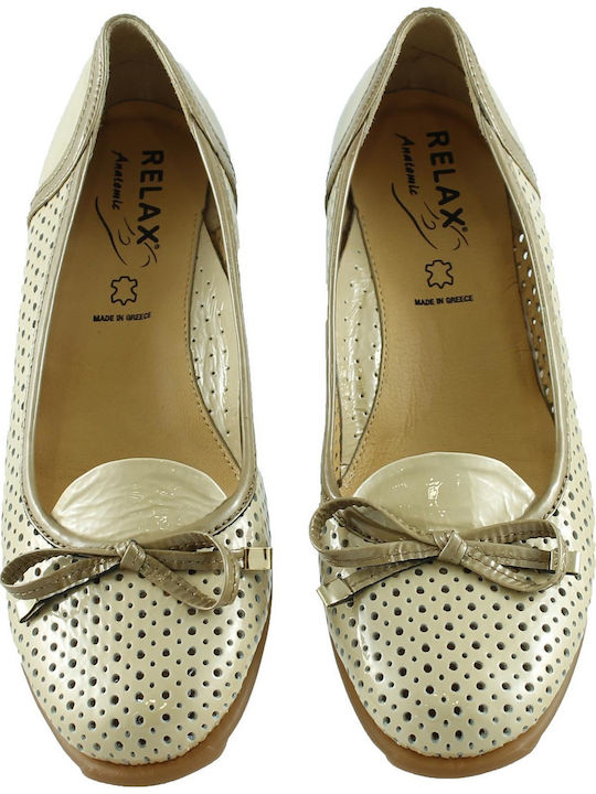 4220-03 Leather Women's Moccasins in Beige Color
