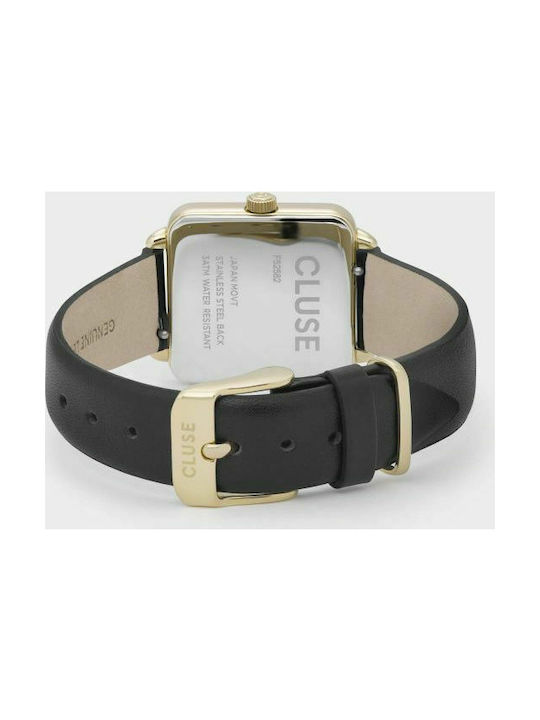 La Garconne Gold Gold / Black Watch with Black Leather Strap