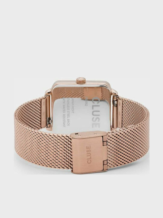 La Garconne Rose Gold Mesh White Womens Watch 28.5mm Battery with Pink Gold Stainless Steel Bracelet