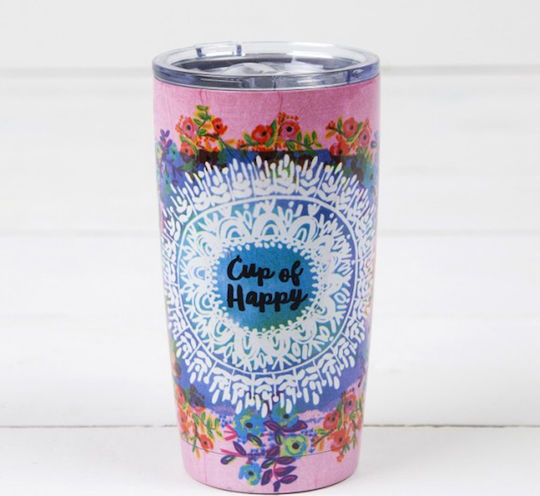 Natural Life Cup Of Happy Ποτήρι Θερμός Ανοξείδωτο BPA Free 500ml Μπεζ με Επιστόμιο