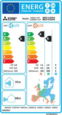 Mitsubishi Electric MSZ-HJ Κλιματιστικό Inverter 9000 BTU A/A