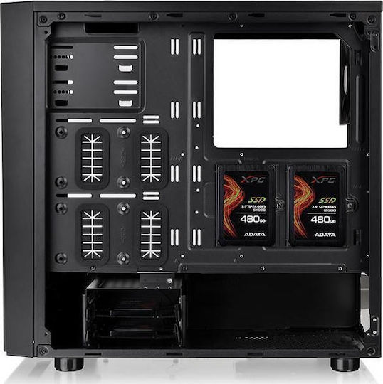 Thermaltake Versa J21 Tempered Glass Edition Gaming Midi Tower Κουτί Υπολογιστή με Πλαϊνό Παράθυρο Μαύρο