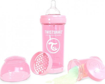 Twistshake Set aus Plastikflaschen Pastel Gegen Koliken mit Silikonsauger für 0+, 0+ m, Monate Pink 260ml 1Stück