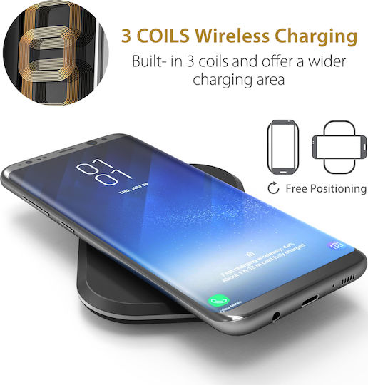Choetech Încărcător Wireless (Qi Pad) 10W Negruς (3 Coils Qi Wireless Charging Pad)