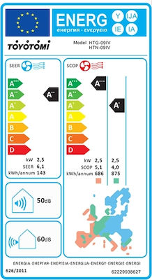 Toyotomi Hiro Eco HTN/HTG-09IV Κλιματιστικό Inverter A++/A+ με Ιονιστή