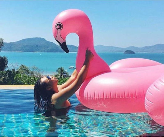 Φουσκωτό Ride On Θαλάσσης Flamingo με Χειρολαβές Ροζ 200x200cm