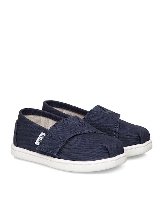 Kids Espradrilles with Hoop & Loop Closure Navy Blue Tiny Alpargata Canvas