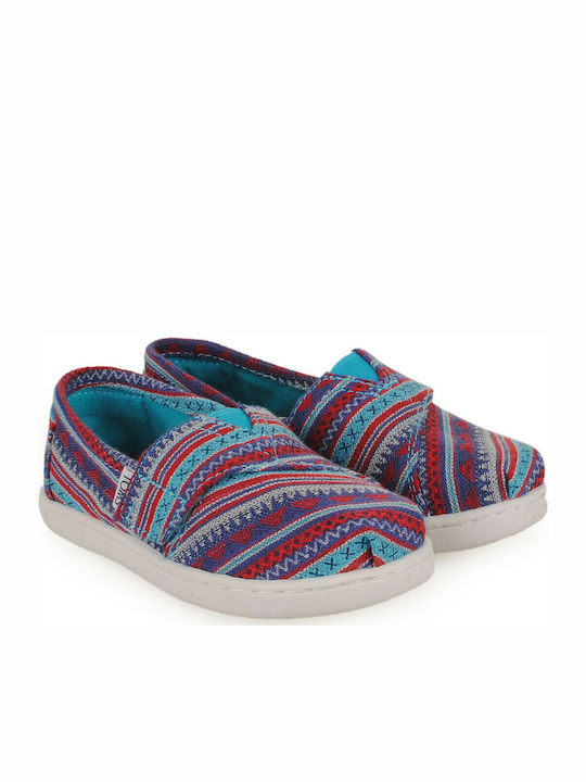 Kids Espradrilles with Hoop & Loop Closure Multicolour Classic Aqua Geo Textile