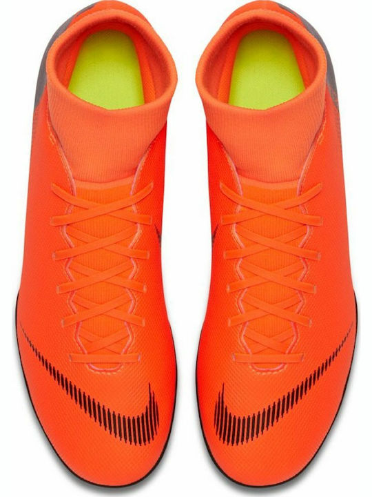 Nike Mercurial Superfly VI Club High Football Shoes with Cleats Total Orange / Black / Volt