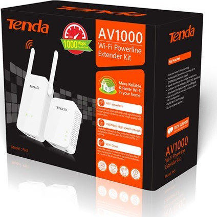 Tenda PH5 Powerline Διπλού Kit για Ασύρματη Σύνδεση Wi‑Fi 4 και Θύρα Gigabit Ethernet