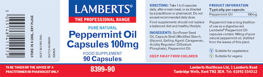 Lamberts Peppermint Oil 100mg 90 κάψουλες
