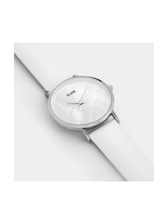 Minuit La Perle Watch with White Leather Strap