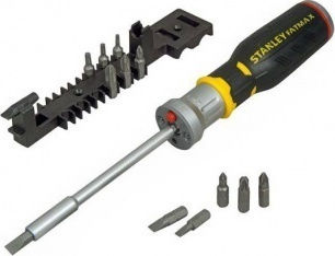 Stanley 12 Μυτες Me Led Φωτισμο Screwdriver Ratchet with 12 Magnetic Interchangeable Tips