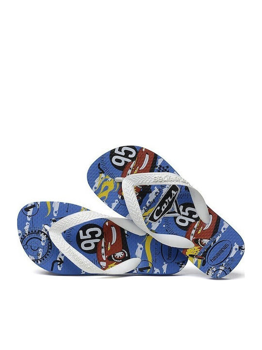 Kids' Flip Flops White Cars