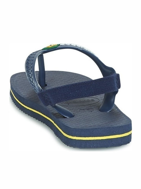 Kids' Flip Flops Navy Blue Brasil Logo