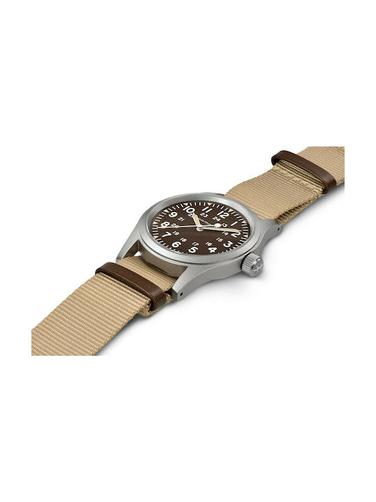 Hamilton Field Ανδρικό Ρολόι 38mm με Μπεζ Υφασμάτινο Λουράκι