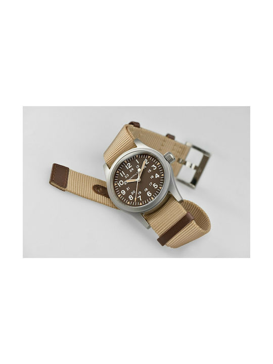 Hamilton Field Ανδρικό Ρολόι 38mm με Μπεζ Υφασμάτινο Λουράκι