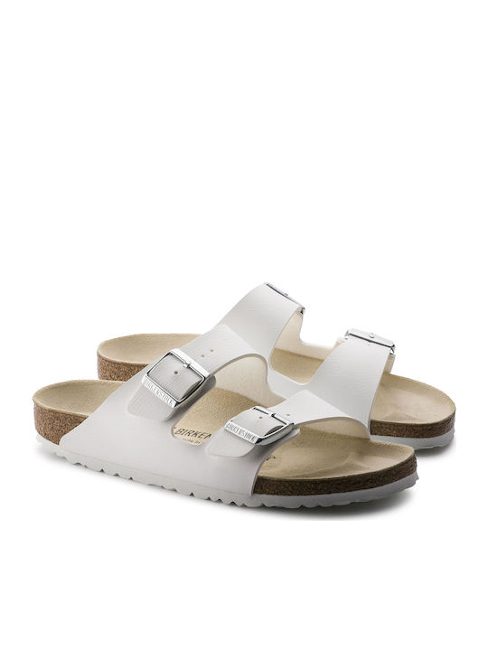 Arizona Birko-Flor Women's Anatomic Flat Sandals White Narrow Fit