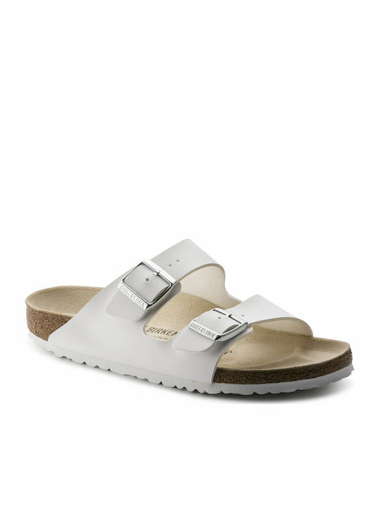 Arizona Birko-Flor Women's Anatomic Flat Sandals White Narrow Fit