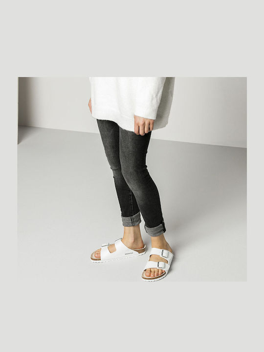 Arizona Birko-Flor Women's Anatomic Flat Sandals White Narrow Fit