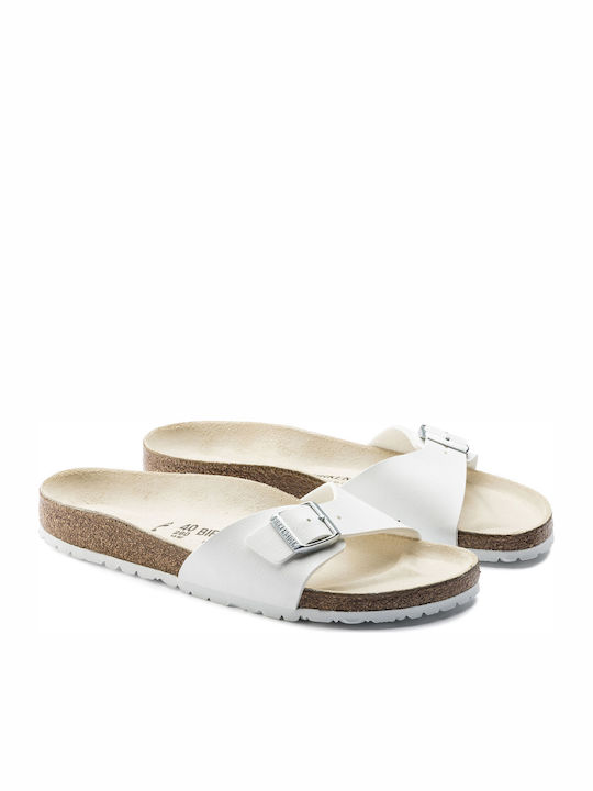Madrid Birko-Flor Women's Anatomic Sandals White Narrow Fit