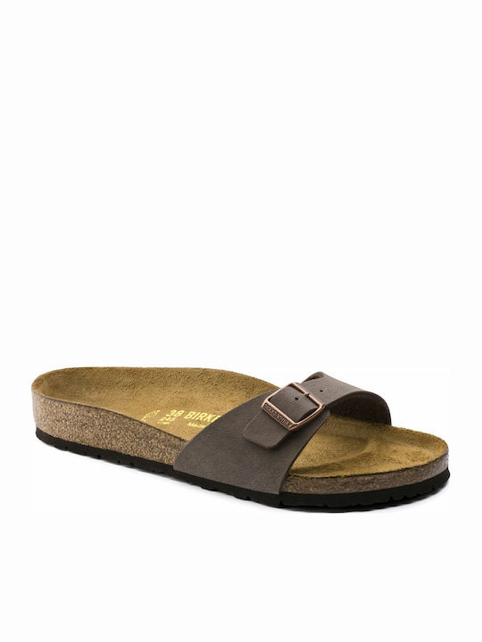 Birkenstock Madrid Birkibuc Women's Flat Sandals In Brown Colour