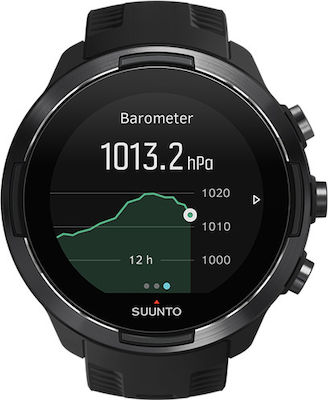 Suunto 9 Baro Stainless Steel 50mm Waterproof Smartwatch with Heart Rate Monitor (Black)