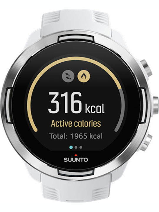 Suunto 9 Baro Stainless Steel 50mm Waterproof Smartwatch with Heart Rate Monitor (White)