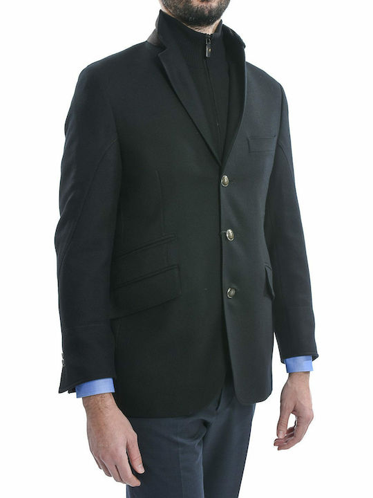 CORNELIANI BICUSPID JACKET FINE RIBBED DETACHABLE SHELL BLACK