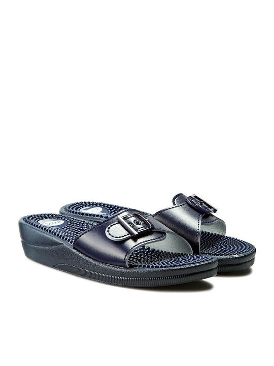 Scholl New Massage Women's Flat Sandals Anatomic in Navy Blue Color