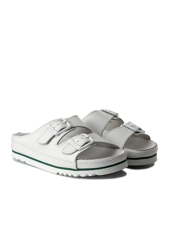 Air Bag Leather Women's Flat Sandals Anatomic in White Color